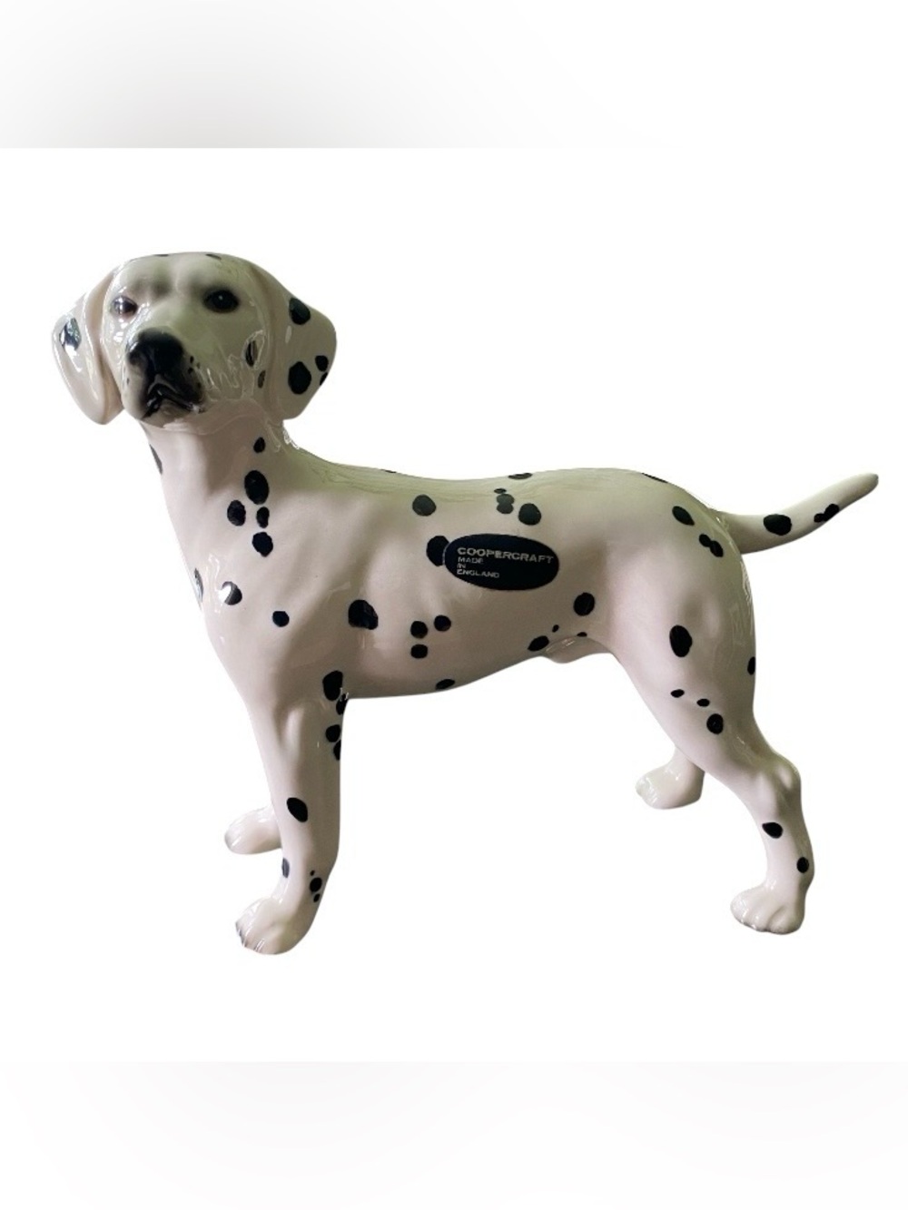 COOPERCRAFT Dalmatian Dog Made in England Vintage Original Tag Black White 70s